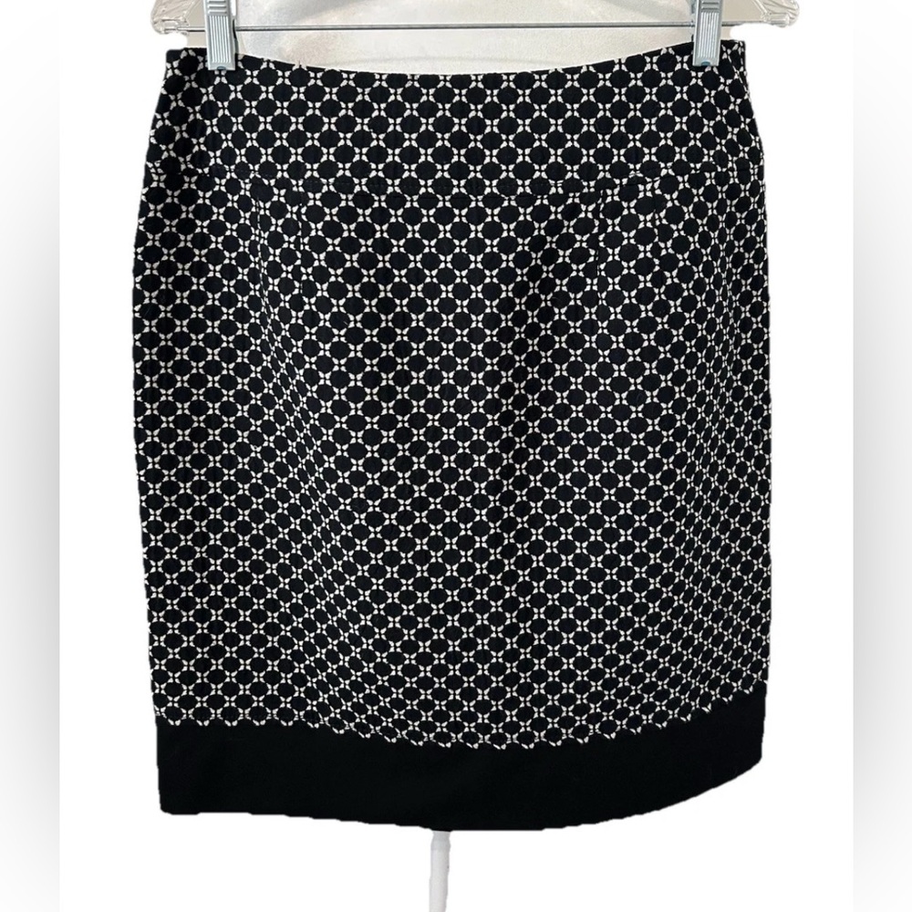 Ann Taylor Black and White Polka Dot Knee-Length Pencil Skirt